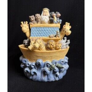 Noah's Ark on Waves Resin Piggy Bank with Stopper 7" Tall Kids Room